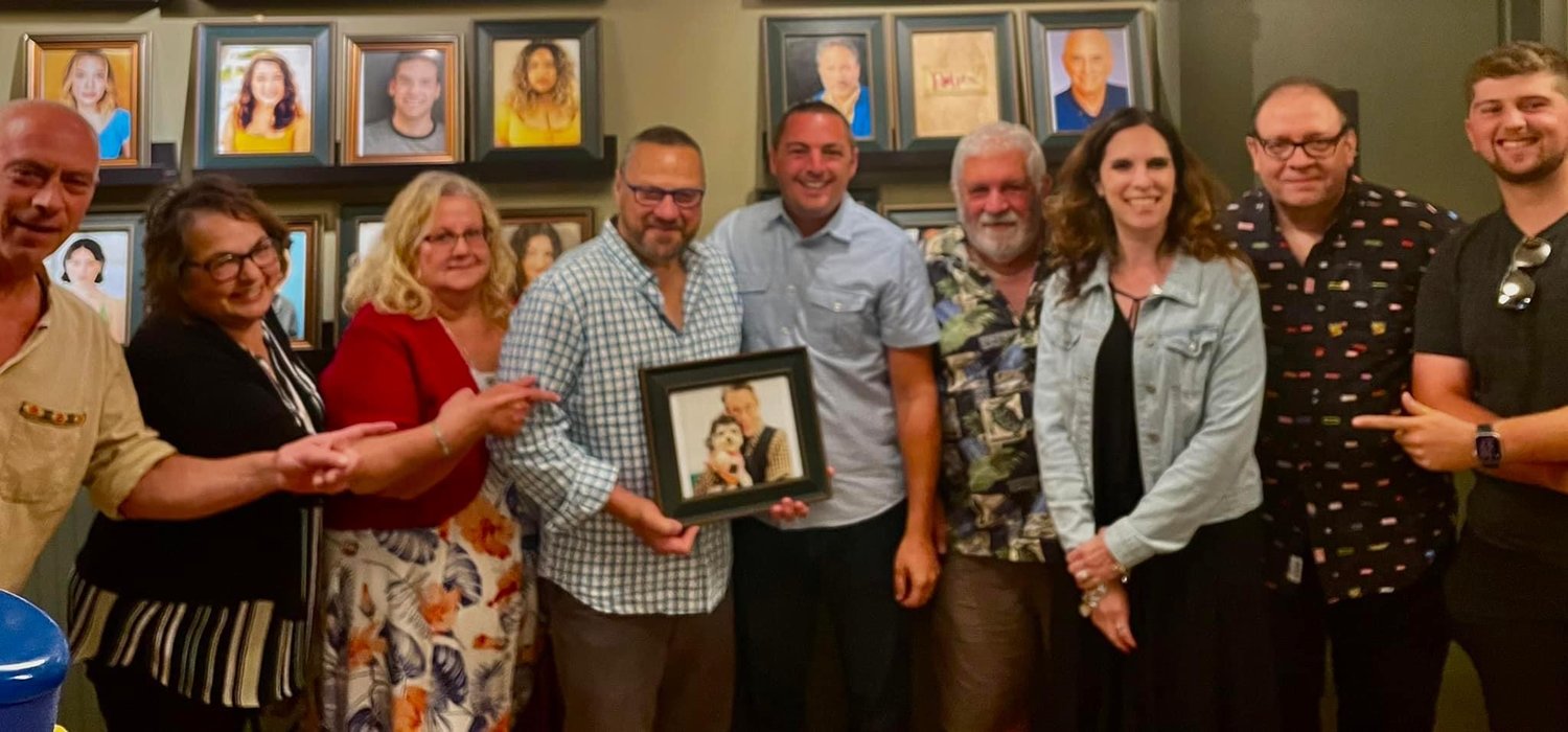 New York State Sen. Mike Martucci, center, showed up with a large group to catch a performance of "Something Rotten" at the Forestburgh Playhouse. They all bought tickets to see my dog on stage. Uh-huh.